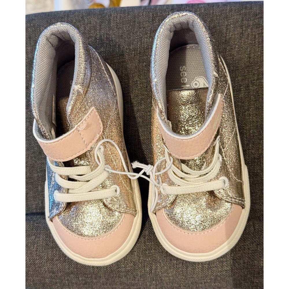See Kai Run Basics Toddler High Top Playground Sneakers Rose Gold Size 7 - Picture 7 of 9
